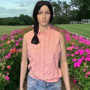 PANHANDLE slim retro sleeveless floral western shirt size M